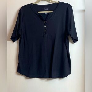 Croft & Barrow short Sleeve Shirt Women's Xl Black Casual